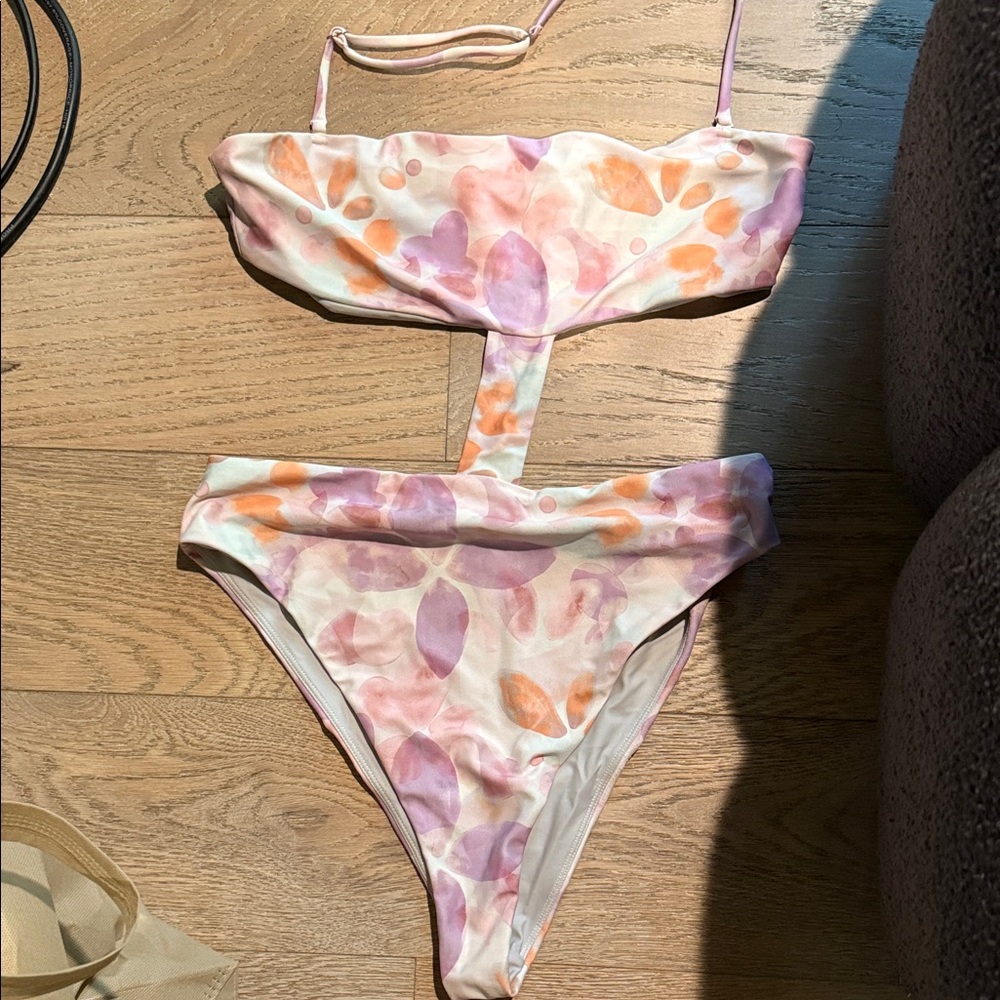 Pink & Orange Watercolor One-Piece Swimsuit